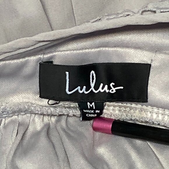 Lulus Formal Gown M Sweetheart Empire Waist Open Back Grey Crochet Bodice - Picture 11 of 11